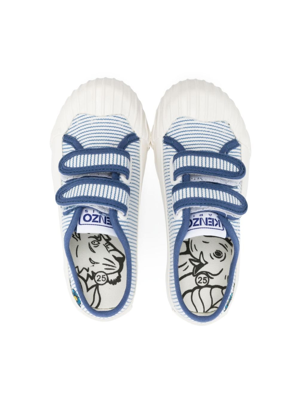 Shop Kenzo Poppy Embroidered Stripe Trainers In Blue