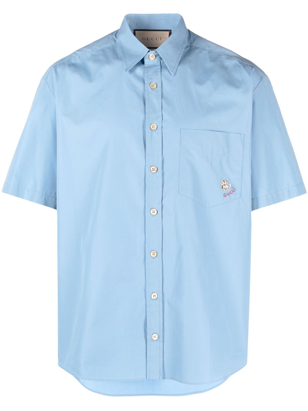 GUCCI EMBROIDERED-LOGO SHORT-SLEEVE SHIRT