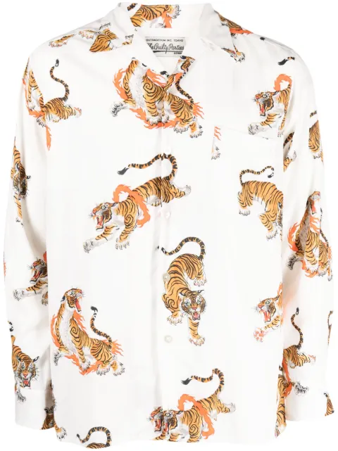 WACKO MARIA camisa manga larga con tigres estampados