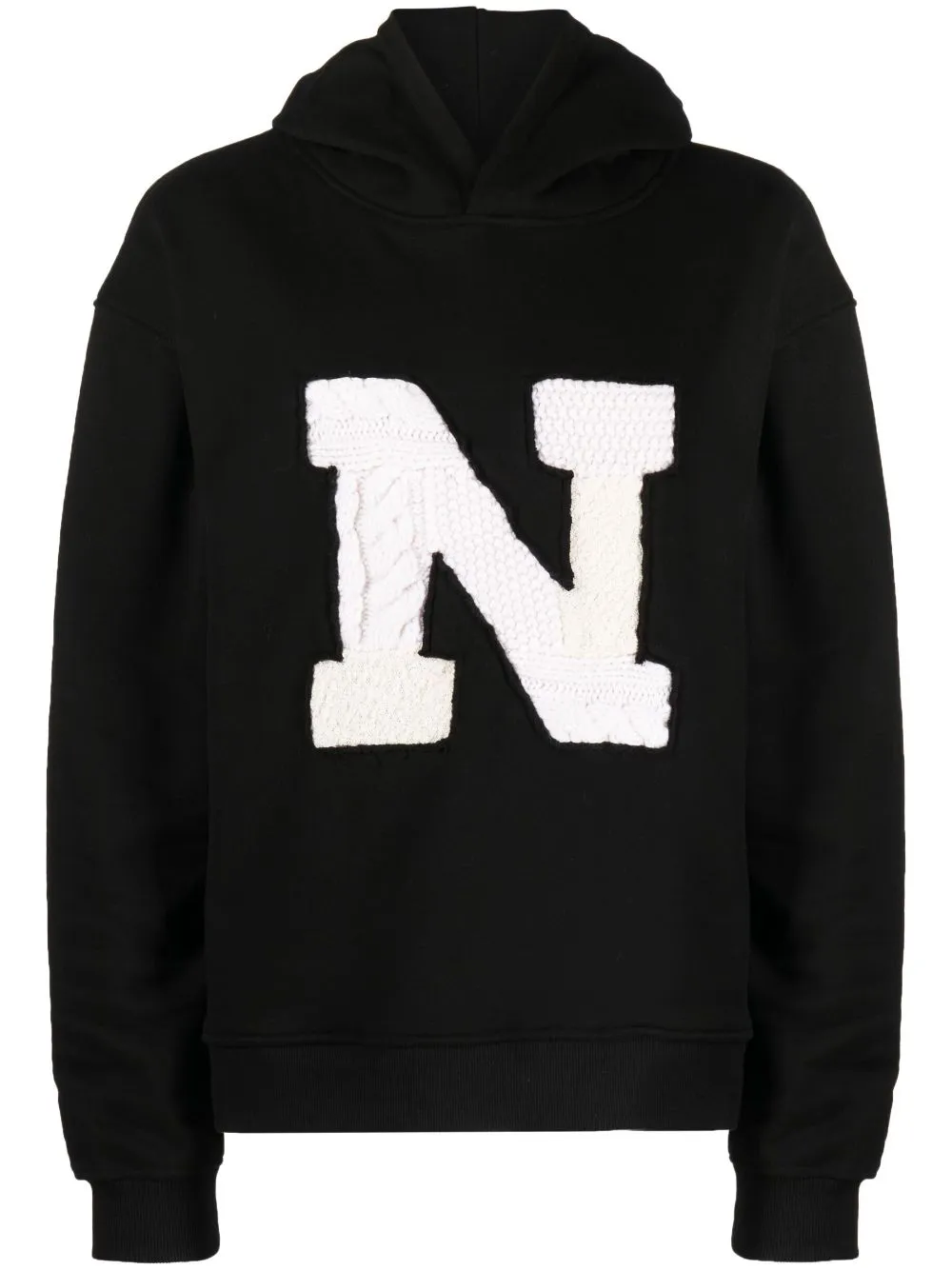 Nahmias Logo-patch Patchwork-detail Hoodie In Black