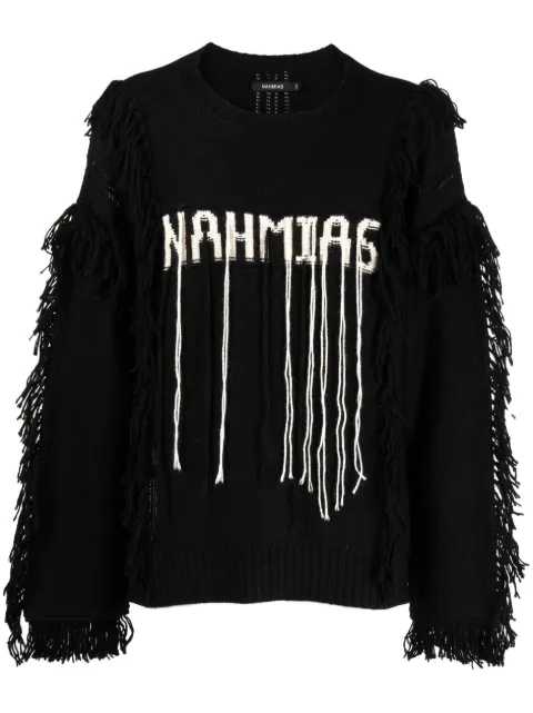 Nahmias intarsia-knit logo alpaca wool jumper