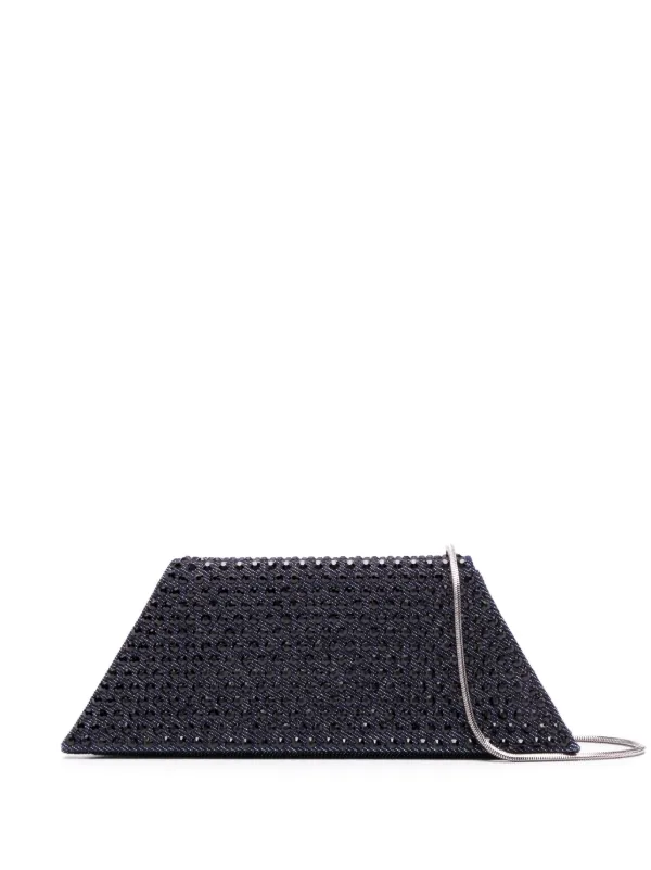 Amina Muaddi Superamini Yigit Embellished Clutch Bag in Blue