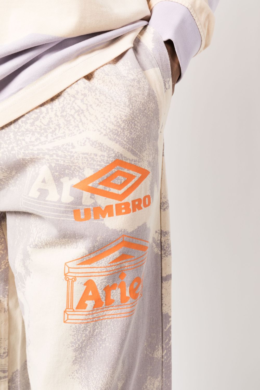 Shop Aries X Umbro Graphic-print Track Pants In Nude