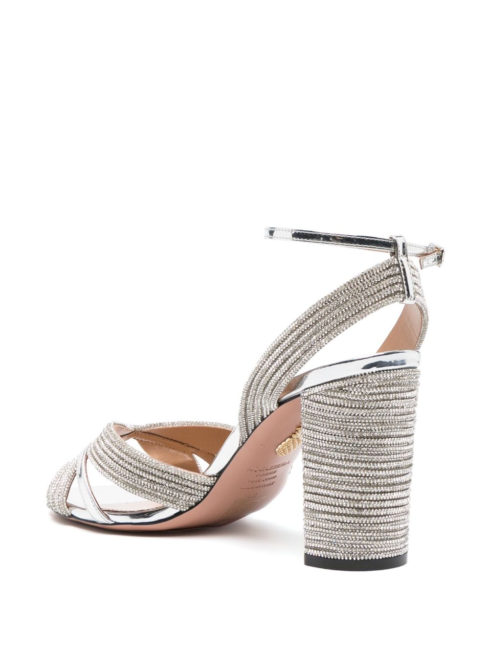 Shop Aquazzura Sundance 85mm Crystal-embellished Sandals In Silver