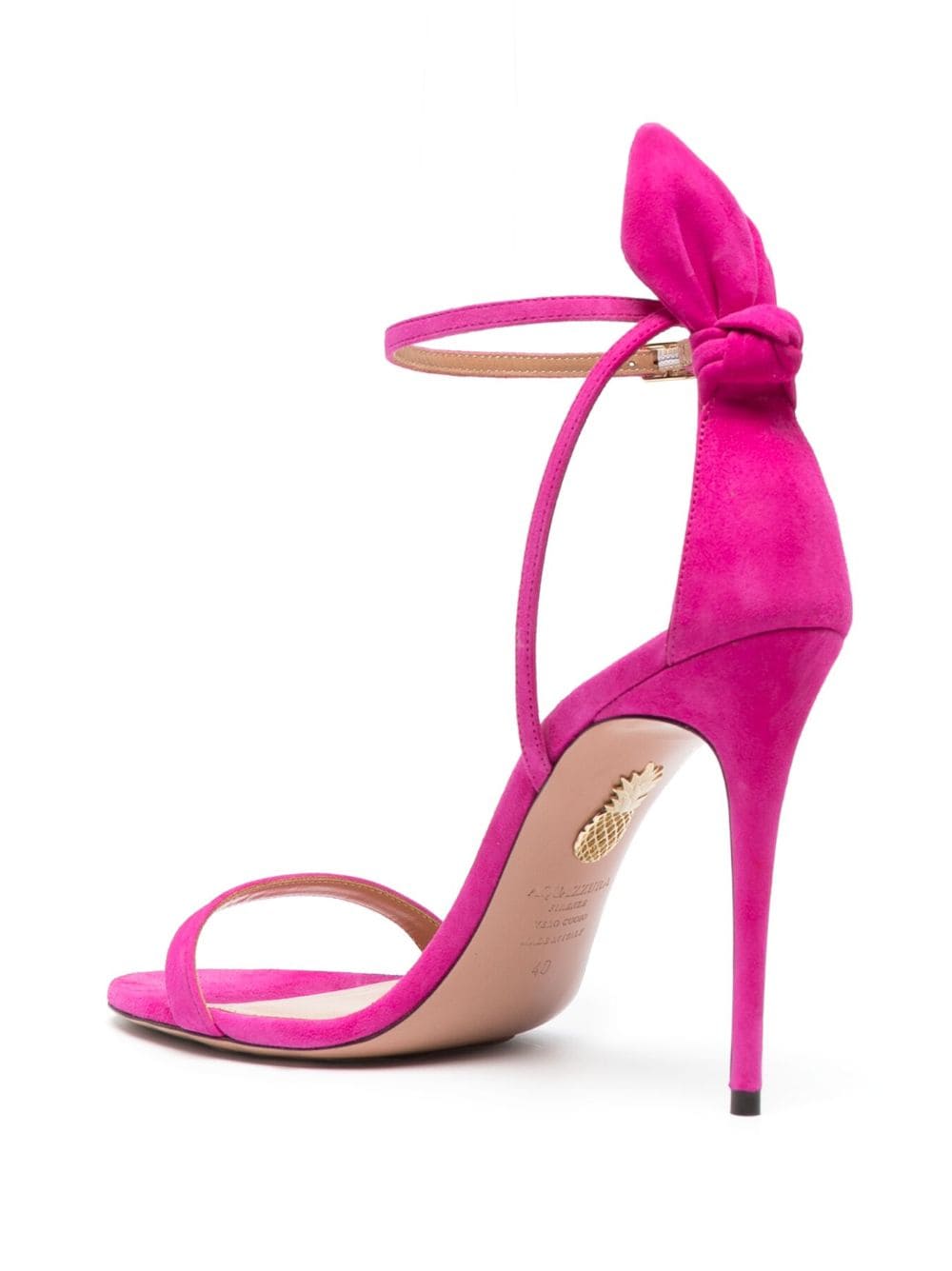 Shop Aquazzura Bow Tie 105mm Suede Sandals In Pink