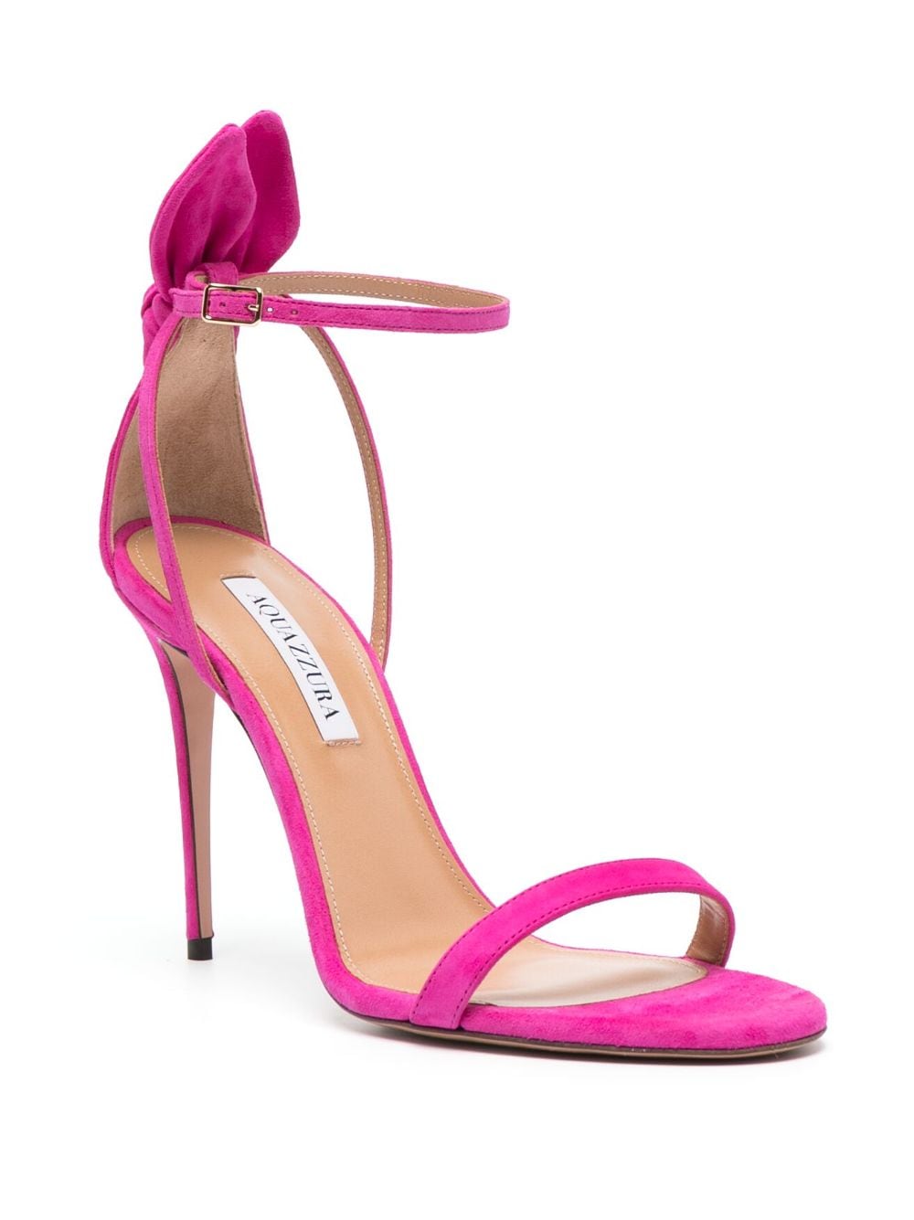 Shop Aquazzura Bow Tie 105mm Suede Sandals In Pink