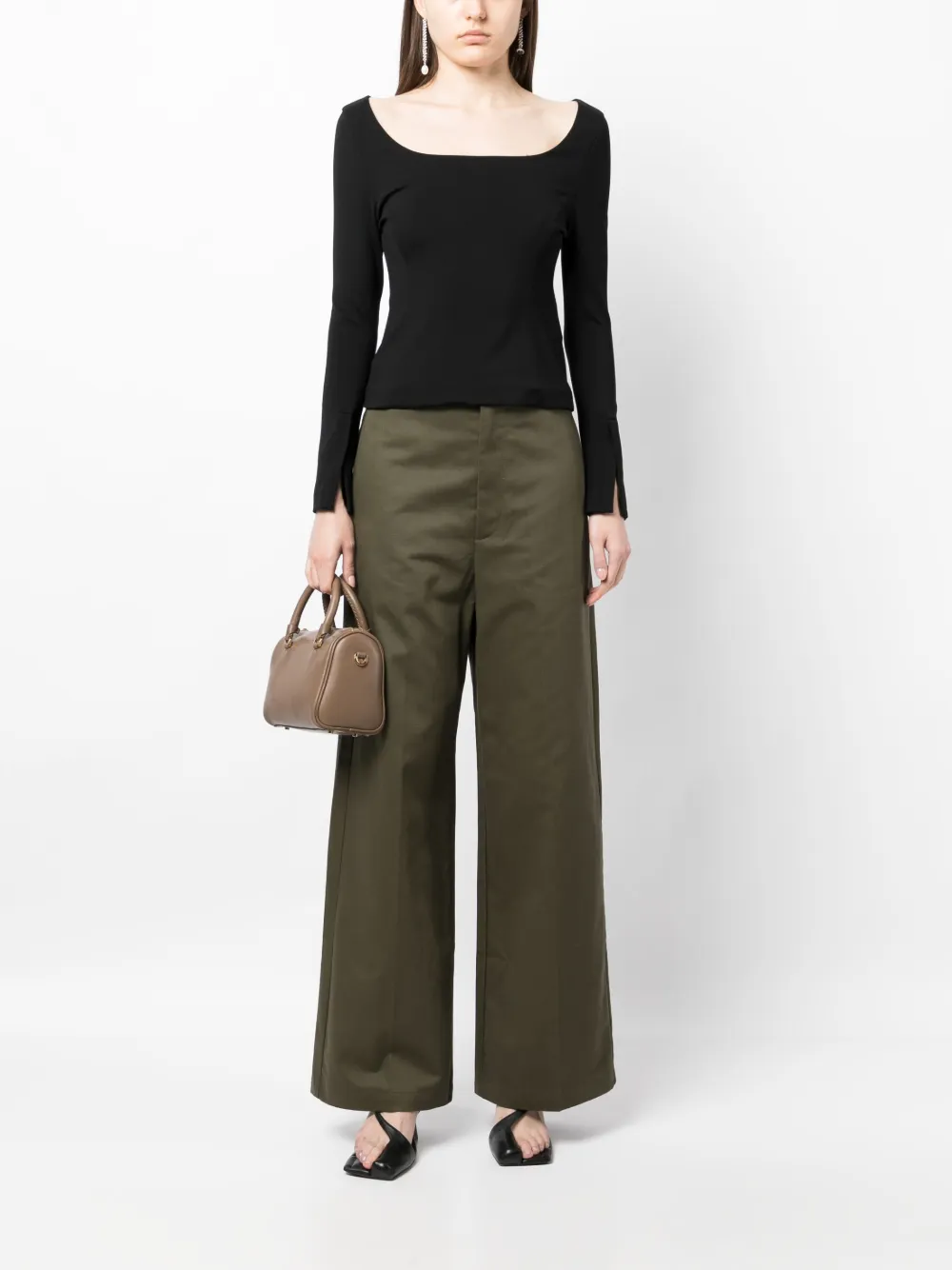 Nili Lotan high-waisted wide-leg trousers - Groen