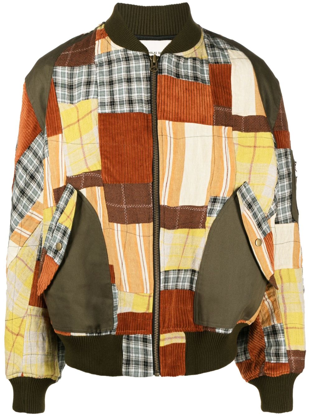 patchwork-design bomber jacket