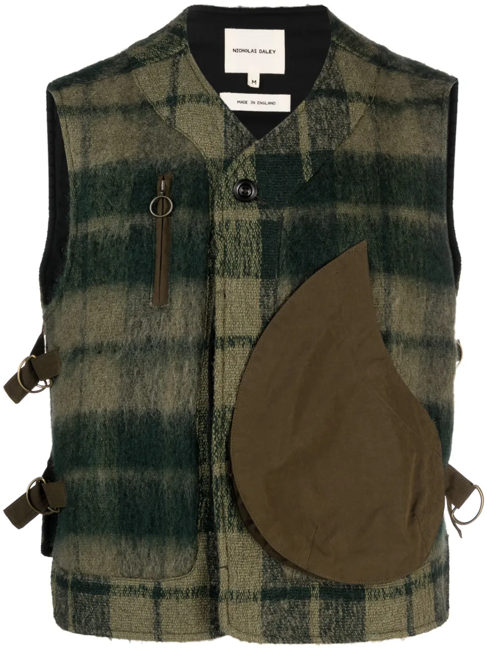 check-pattern wool-blend gilet