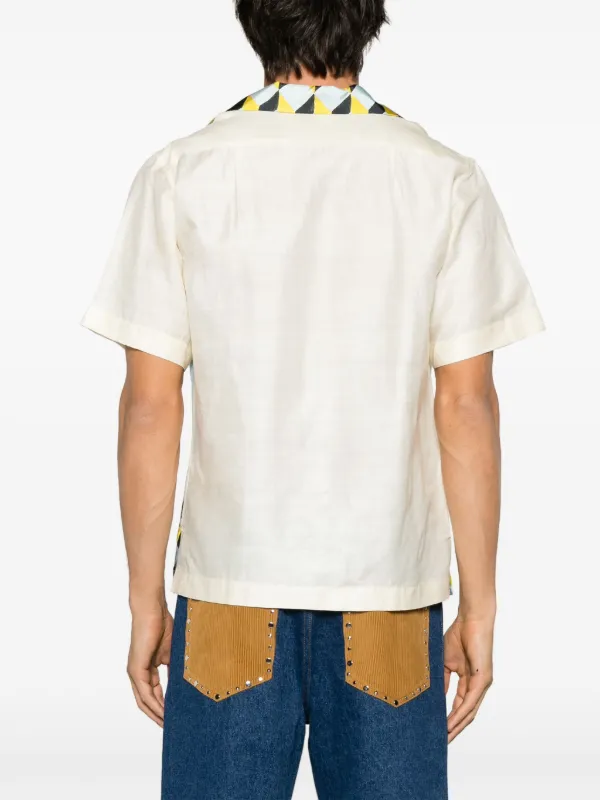 WALES  BONNER シルクシャツ WALES BONNER コットンシルク フォトグラフィックロングシャツ