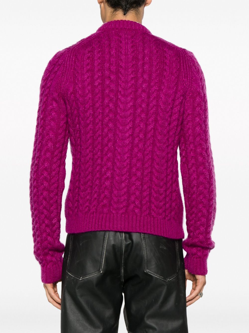 Shop Wales Bonner Liberty Cable-knit Cardigan In Pink