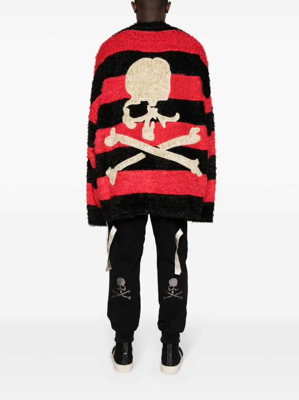 Mastermind Japan skull-embroidered Striped Jumper - Farfetch