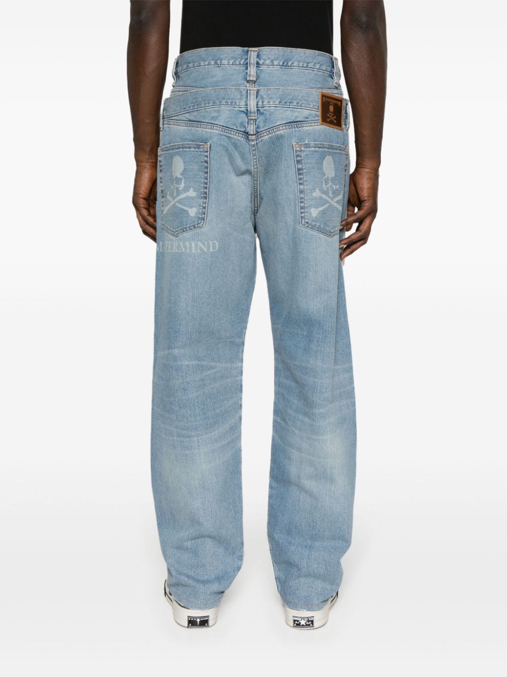 Shop Mastermind Japan Double-waist Straight Jeans In Blue