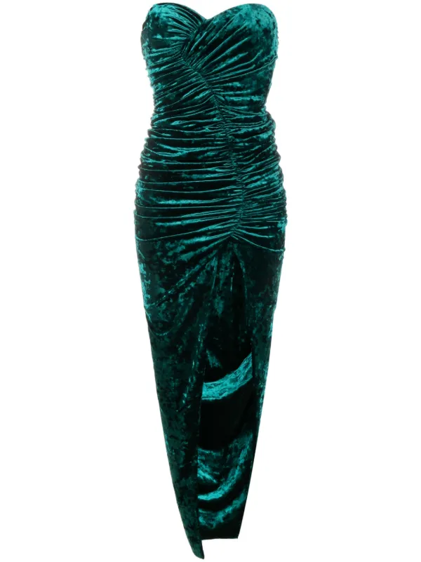 Emerald green crushed velvet cheap dress