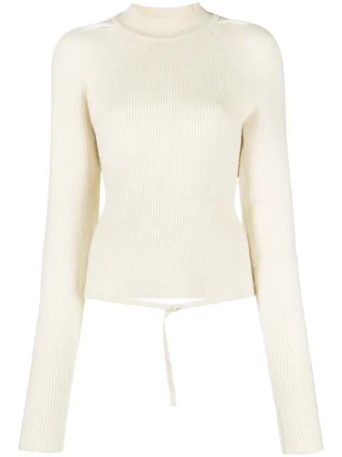 LVIR tied wool-blend knitted top