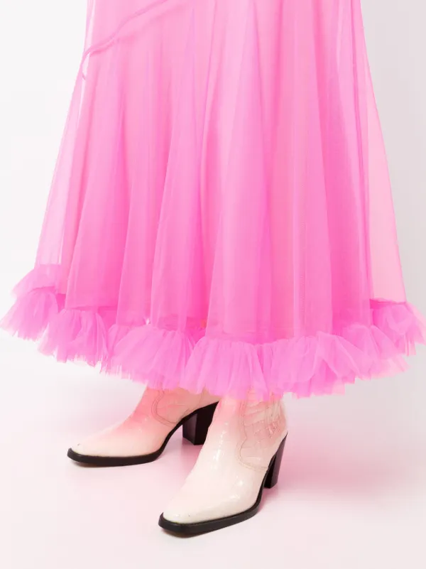 Molly Goddard ruffle trim Tulle Midi Skirt Farfetch