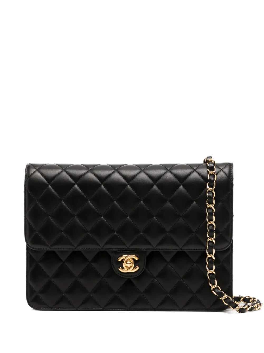 Pre-owned Chanel 2010 Cc Turn-lock Diamond-quilted Shoulder Bag In Black