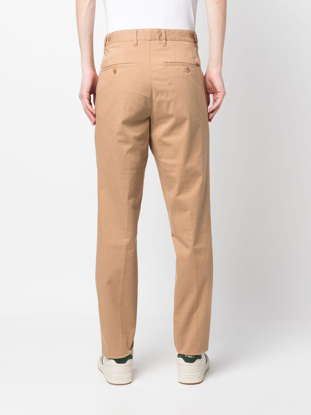 Shop Hugo Boss Cotton-stretch Chino Trousers In Braun