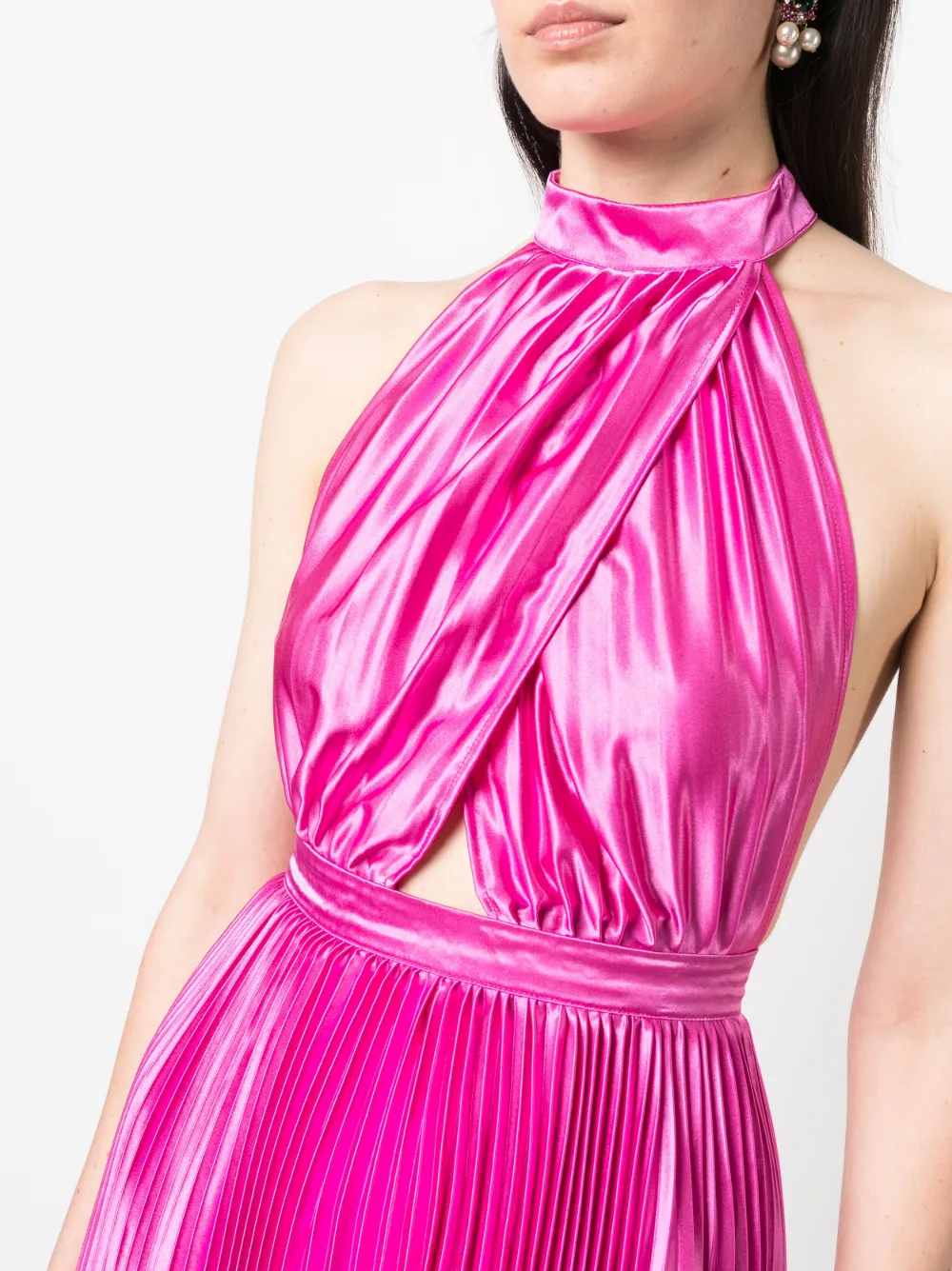 L'idée Pleated Halterneck Mini Dress In Pink