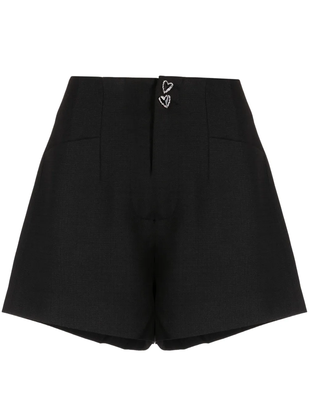 b+ab heart-button high-waisted mini shorts - Black