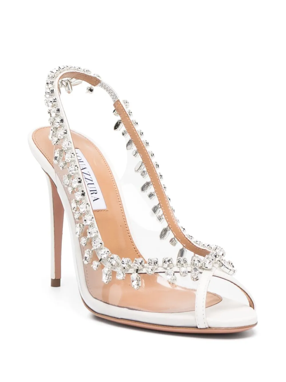 Image 2 of Aquazzura Temptation Crystal 75mm slingback pumps