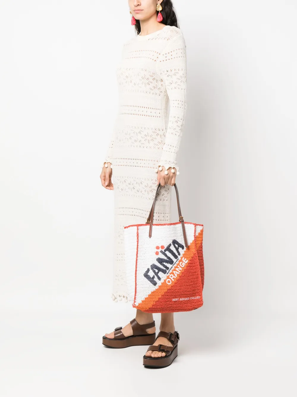 Anya Hindmarch x Fanta raffia shopper - Wit