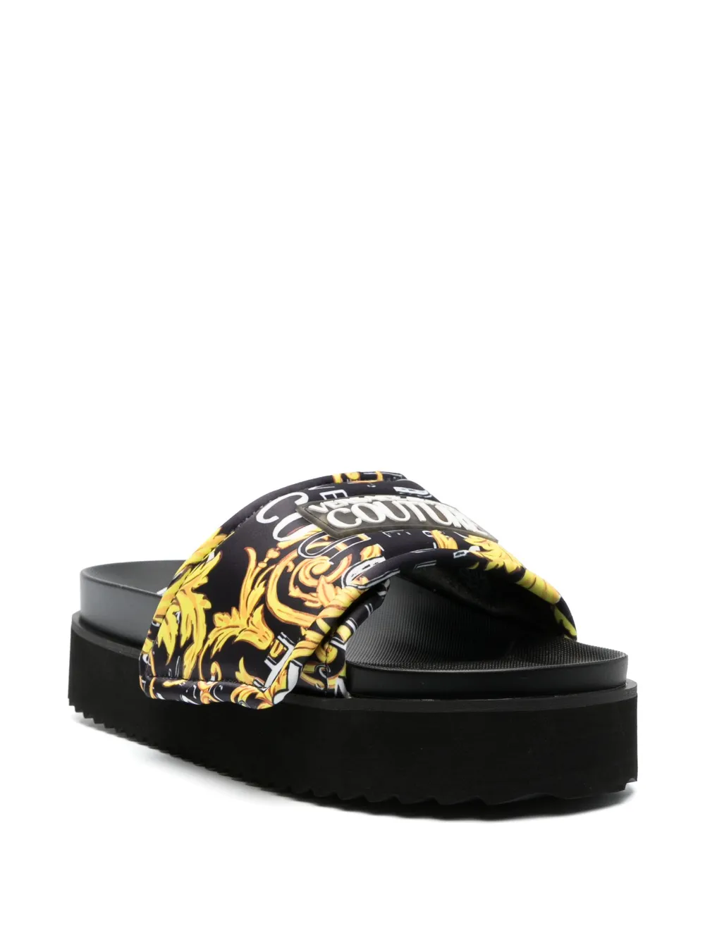 Versace Jeans Couture Slippers met barok print - Zwart