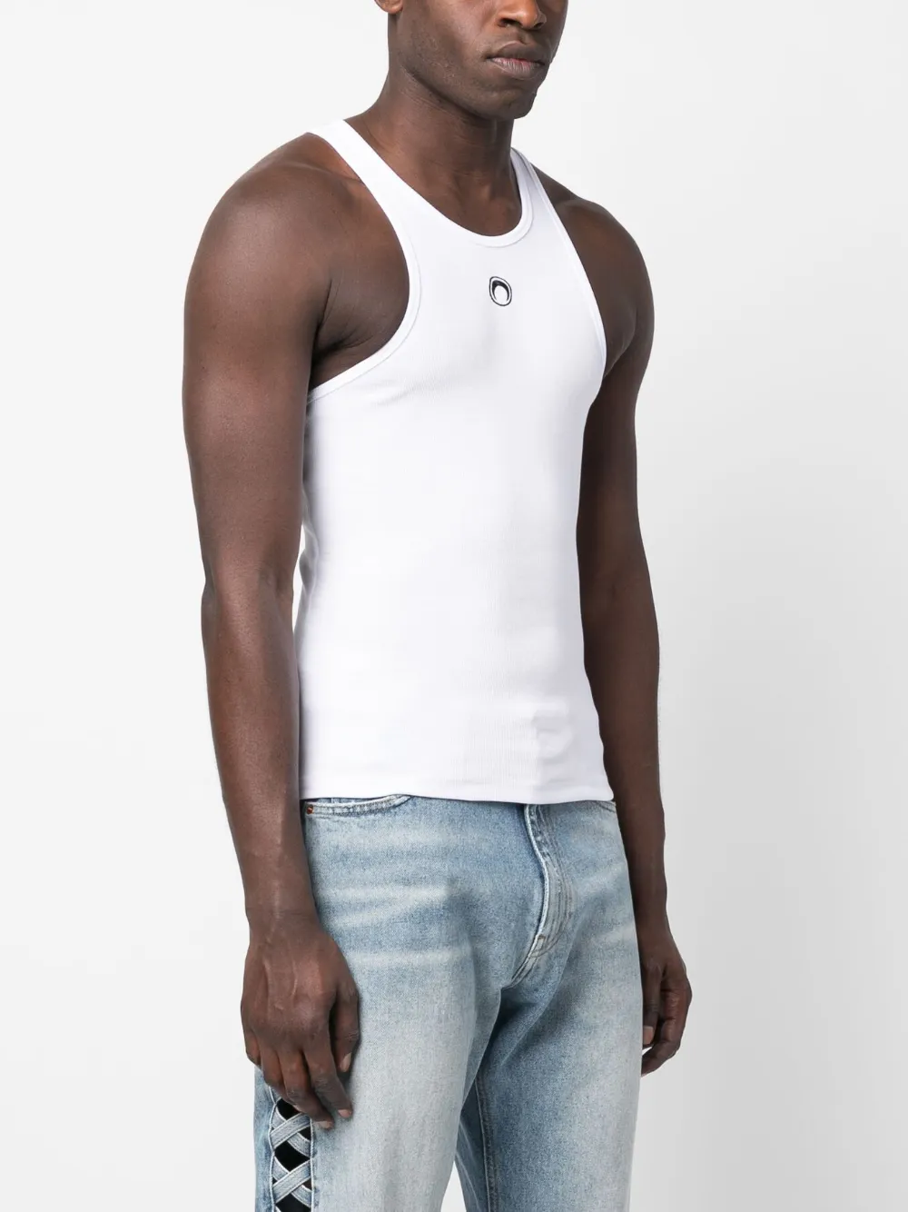 Marine Serre Crescent Moon-embroidered Tank Top In Weiss