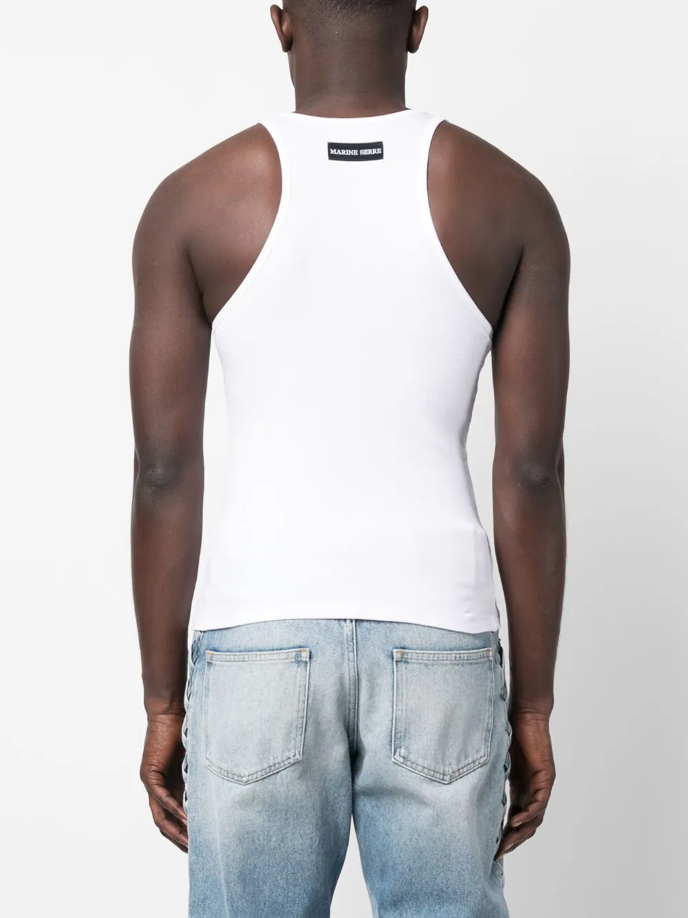 Marine Serre Crescent Moon-embroidered Tank Top In Weiss