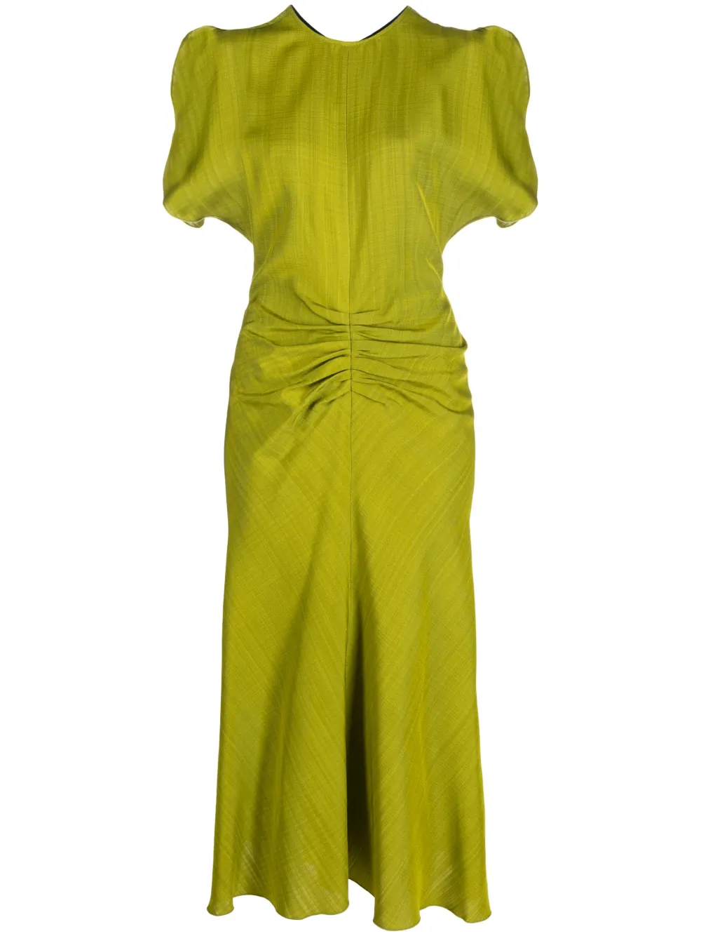 Victoria Beckham short-sleeve gathered-detail dress - Green