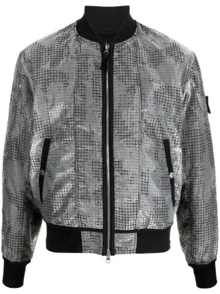 Stone Island Shadow Project mesh panel Bomber Jacket Grey FARFETCH UK