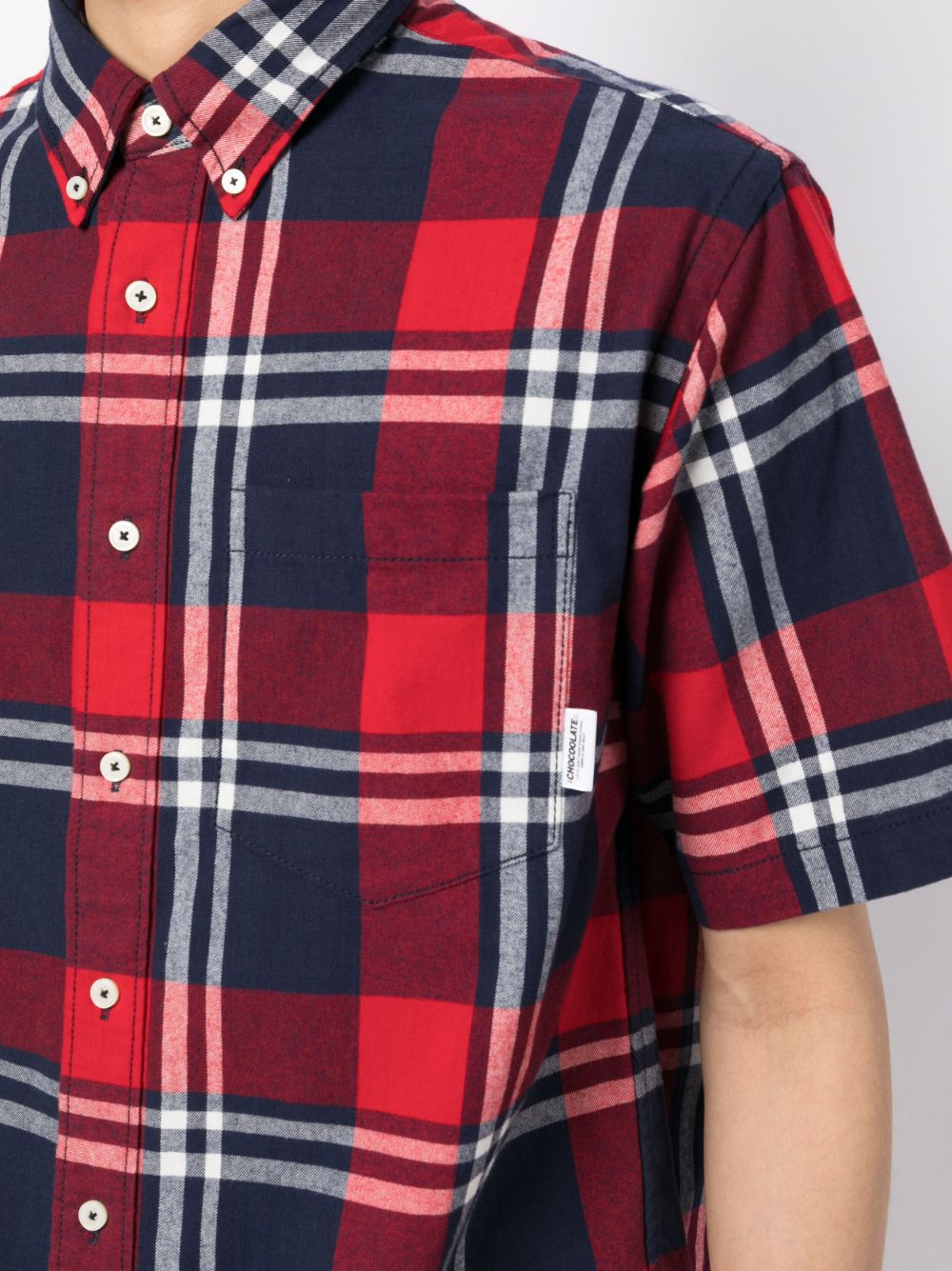 Shop Chocoolate Short-sleeve Plaid Cotton Shirt In Rot