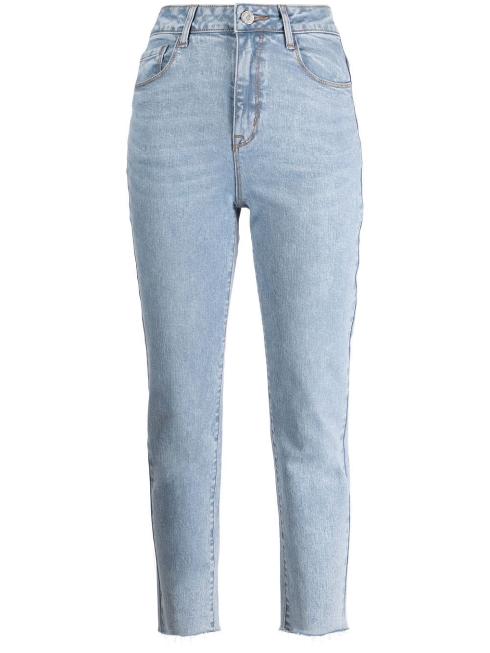 b+ab light-wash raw-cut cropped jeans - Blue