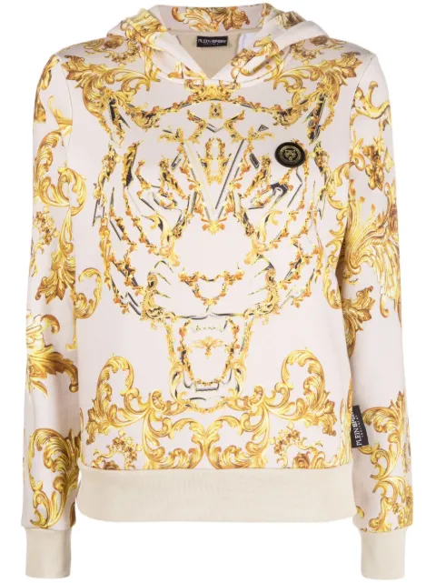 Plein Sport Baroque-print long-sleeved hoodie