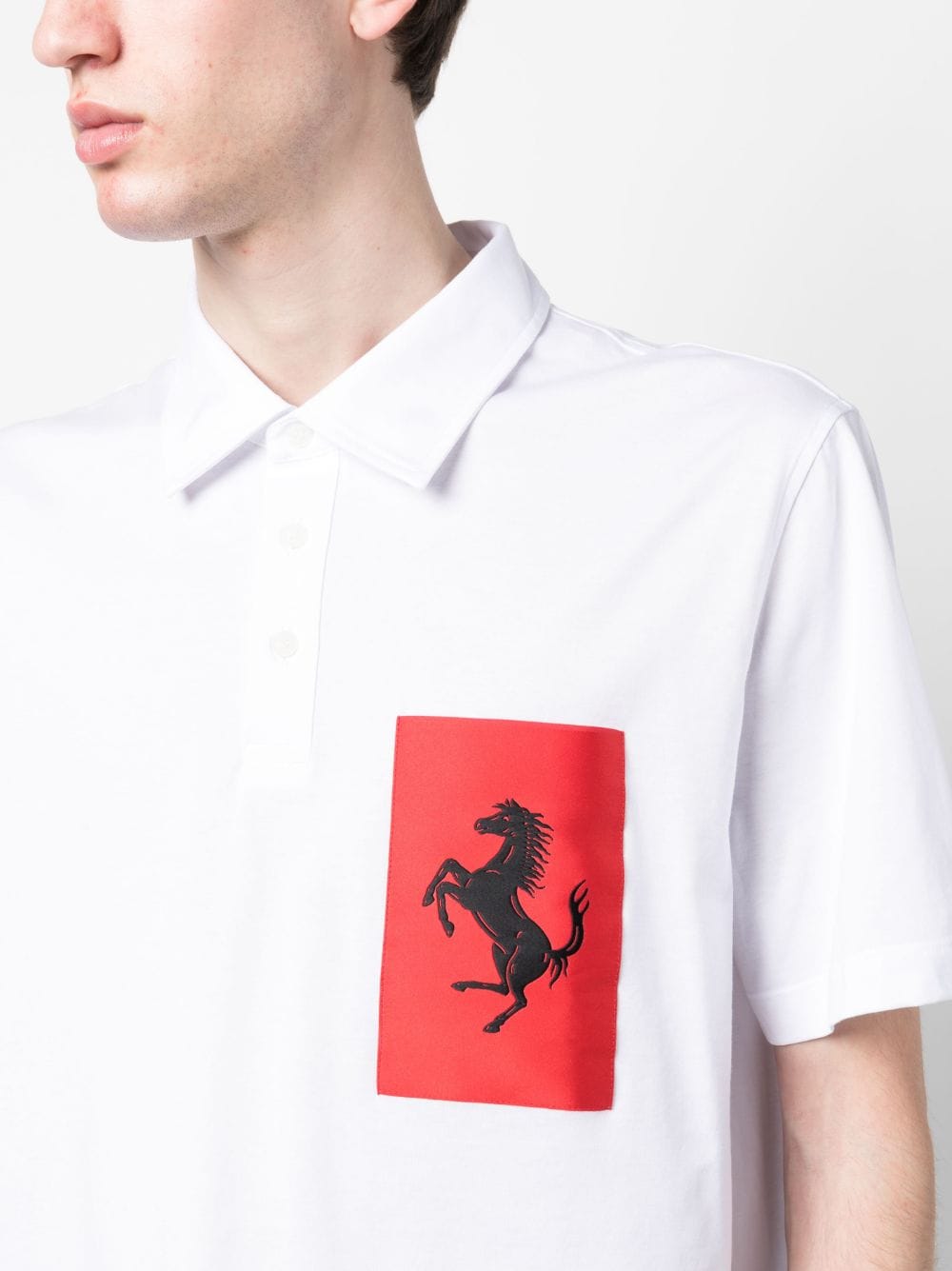 Shop Ferrari Prancing Horse Patch Polo Shirt In Weiss