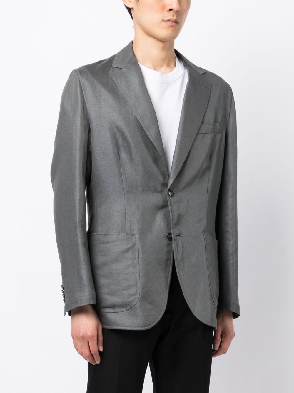 Shop Brioni Single-breasted Linen-blend Tailored Jacket In Grey