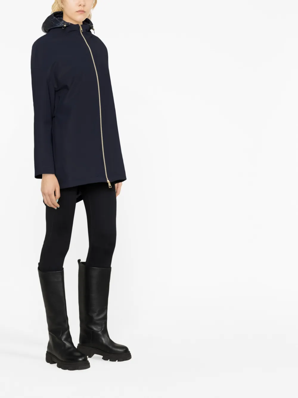 Herno Laminar Hooded Parka Coat In Blue