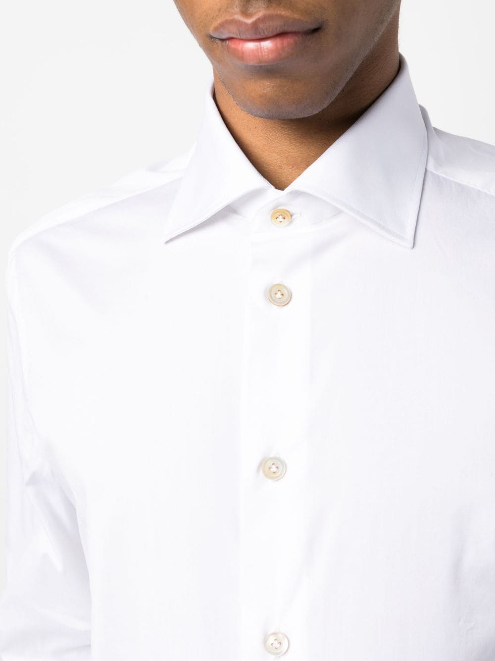 Shop Kiton Button-up Cotton Shirt In Weiss