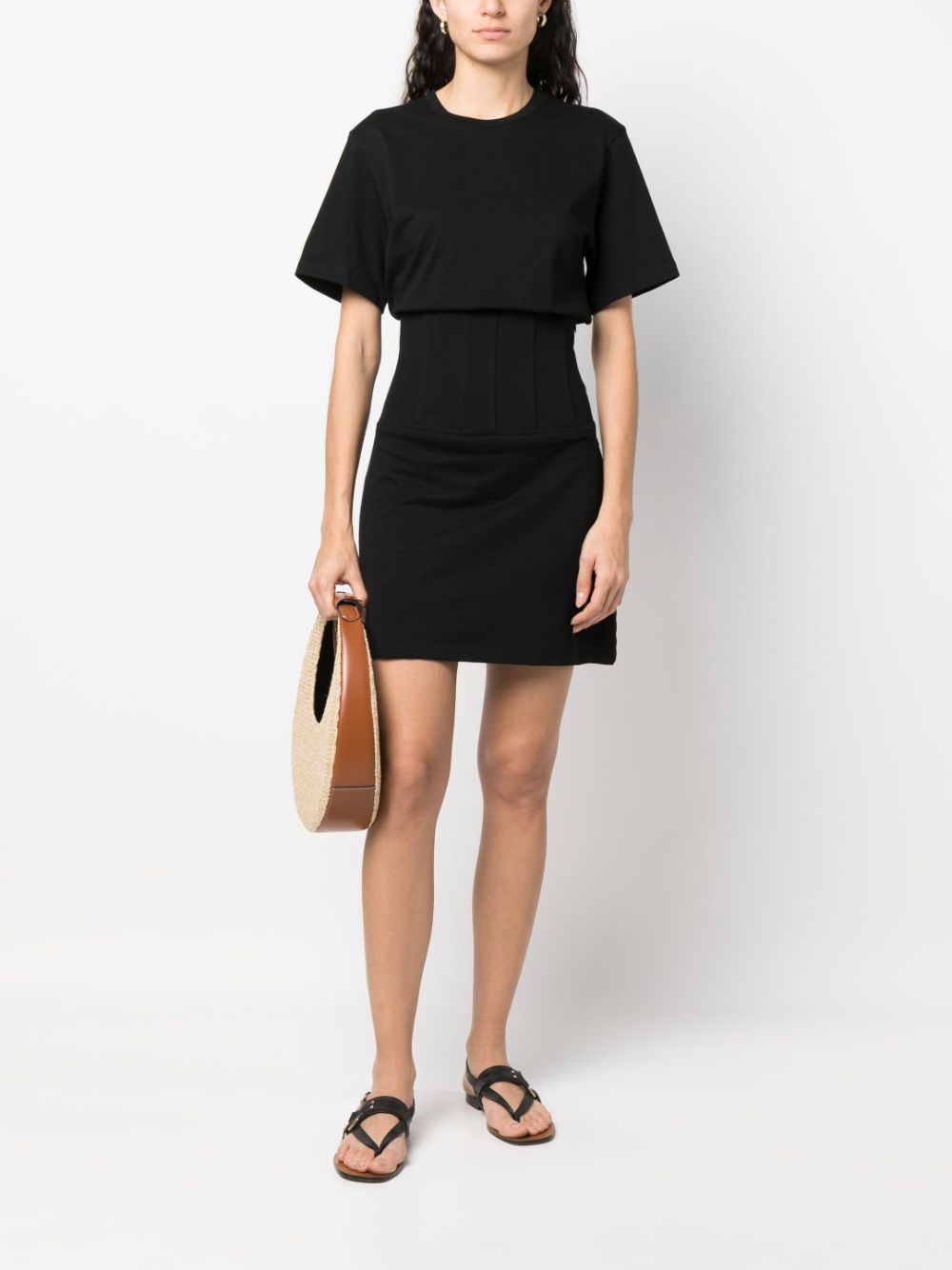 Shop Federica Tosi Fitted-waist Cotton Mini Dress In Schwarz