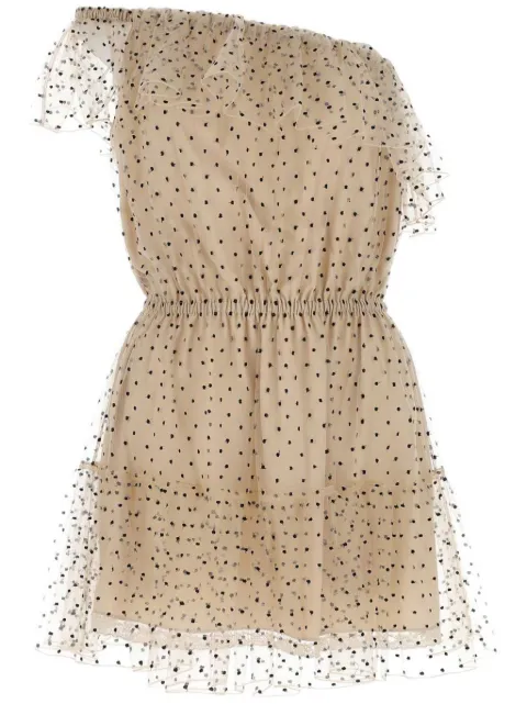 Gucci polka-dot one-shoulder minidress