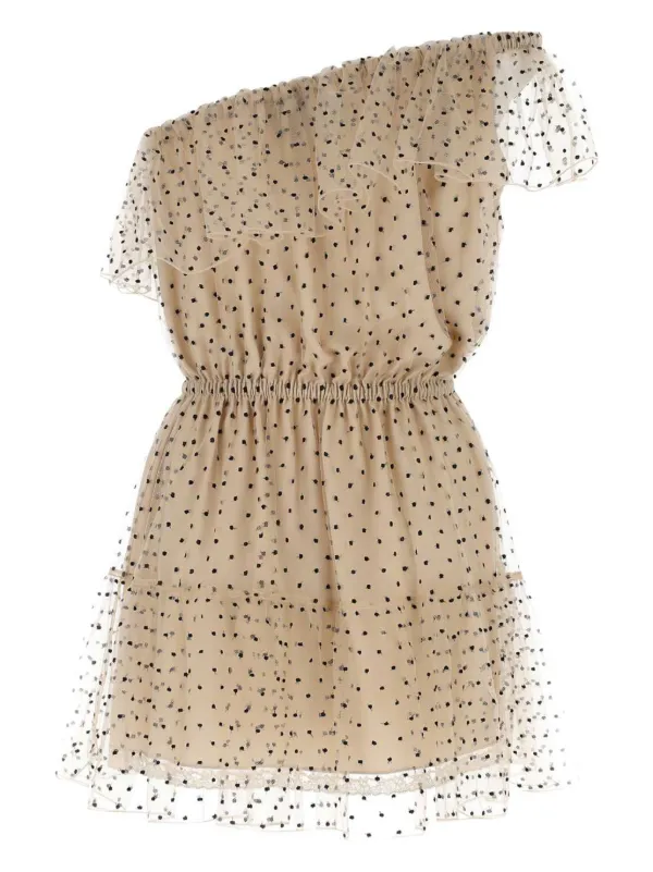 Gucci polka dot one shoulder Minidress Neutrals FARFETCH AE