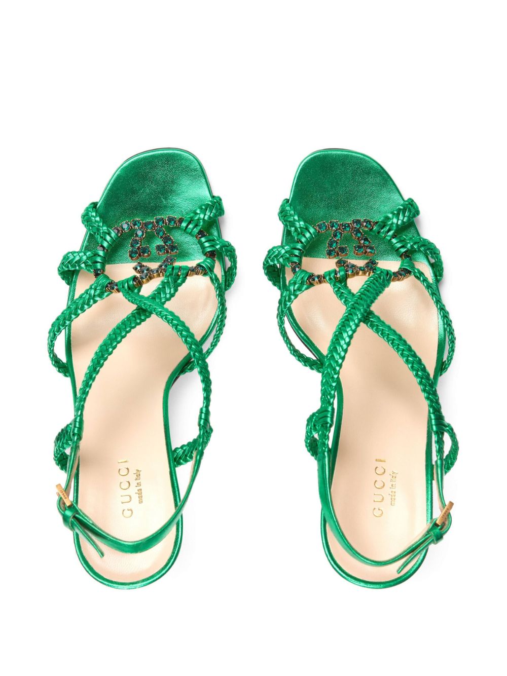 Gucci crystal Interlocking G sandals Green