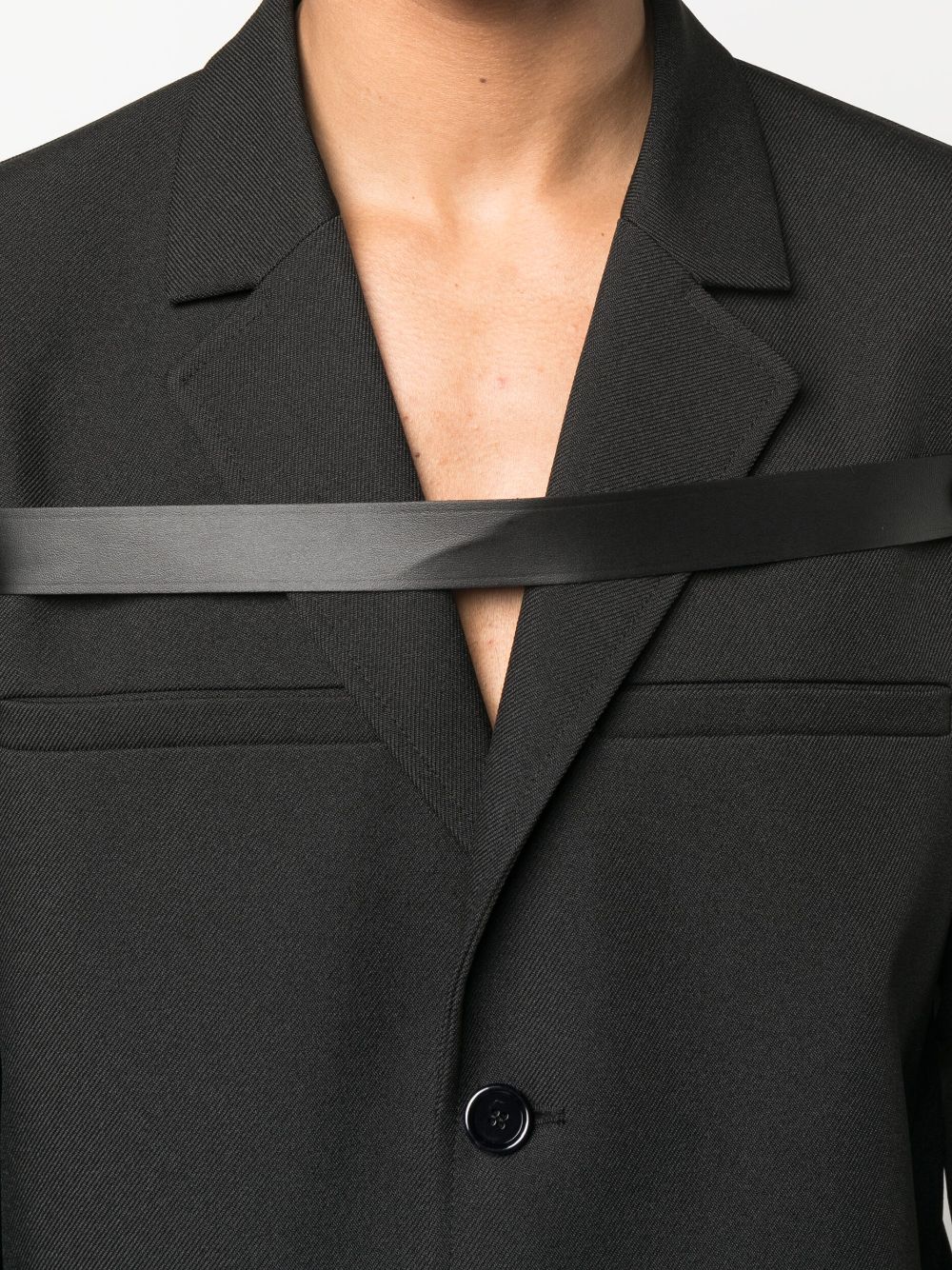 Shop Courrèges Chest-strap Button-up Blazer In Schwarz