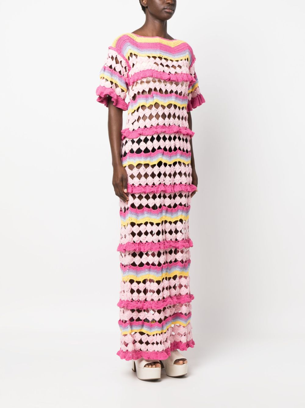 Celia B Blenda Crochet-knit Maxi Dress In Pink | ModeSens