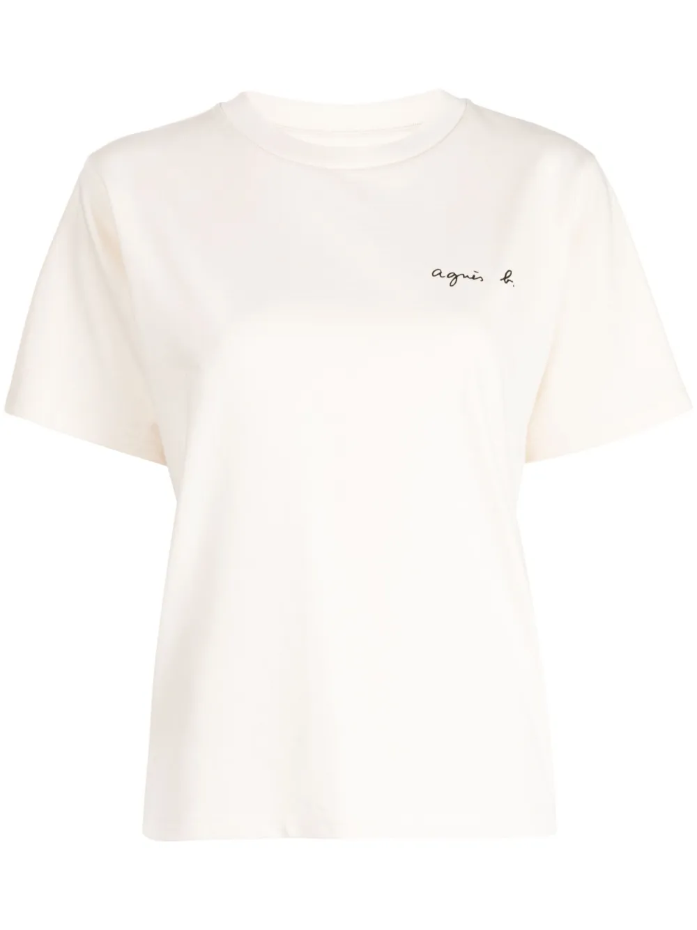 Agnès B. Logo-print Cotton T-shirt In Neutrals