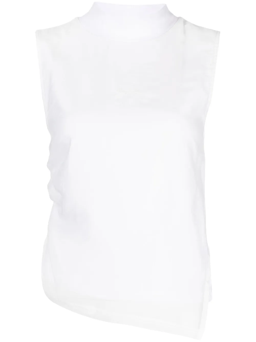 izzue asymmetric high-neck sleeveless top - White