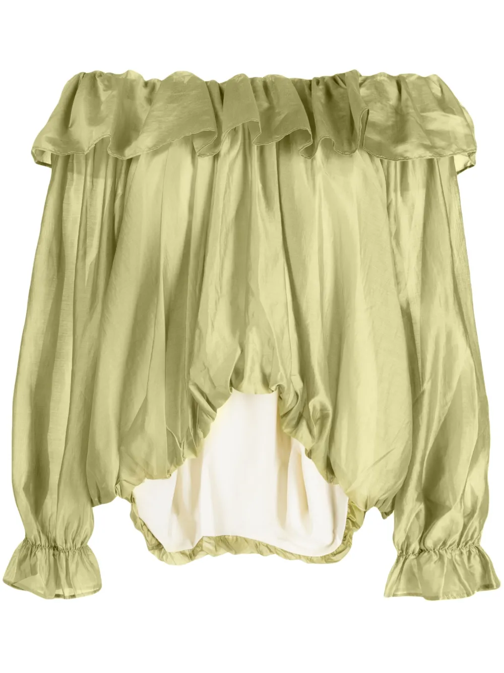 b+ab off-shoulder ruffled asymmetric blouse - Green
