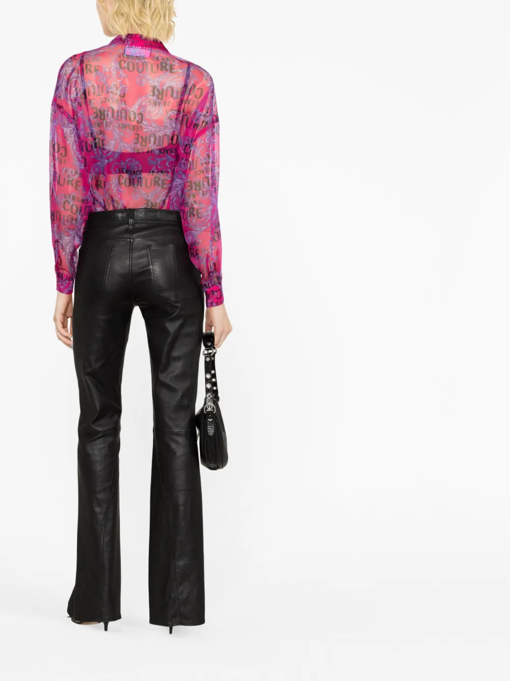 Versace Jeans Couture Logo-print Long-sleeve Shirt In Pink