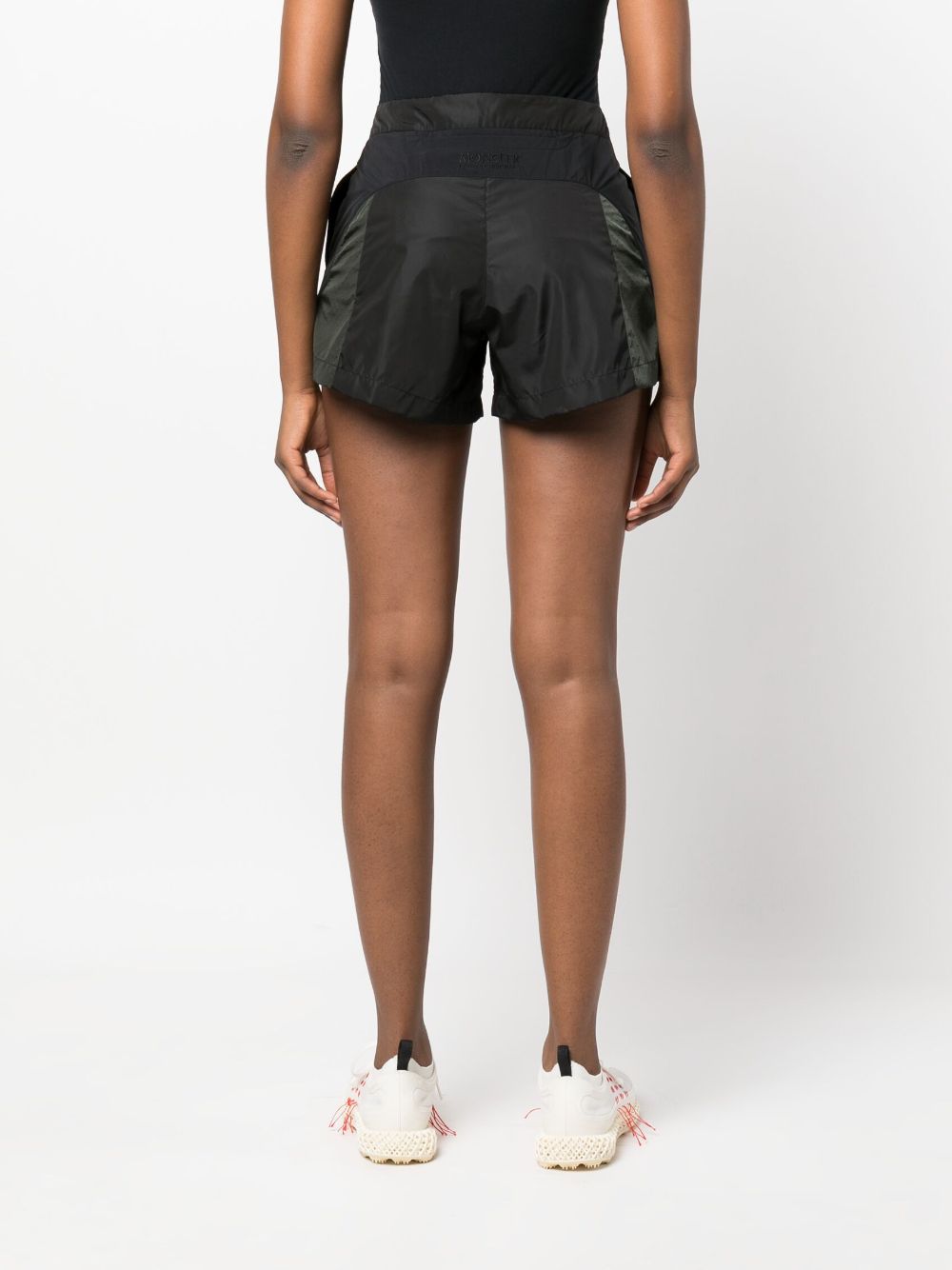 Shop Moncler Logo-embossed Two-tone Shorts In Black
