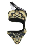 Plein Sport Baroque-print cut-out swimsuit - Black